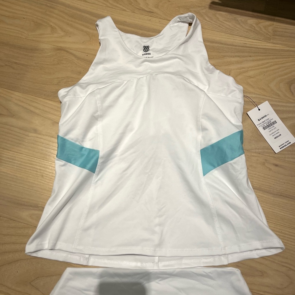 NWT K-Swiss White Tennis/Pickleball Skirt and Matching Top Luclo Wave Colorblock - Picture 3 of 6